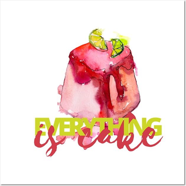 Everything is Cake, Lime Green and Pink Wall Art by countrysideflowerwalls